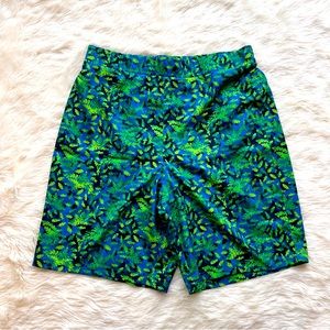 Columbia Sportswear Boys XL Blue & Green Leaf Print Lined Swimming Trunks